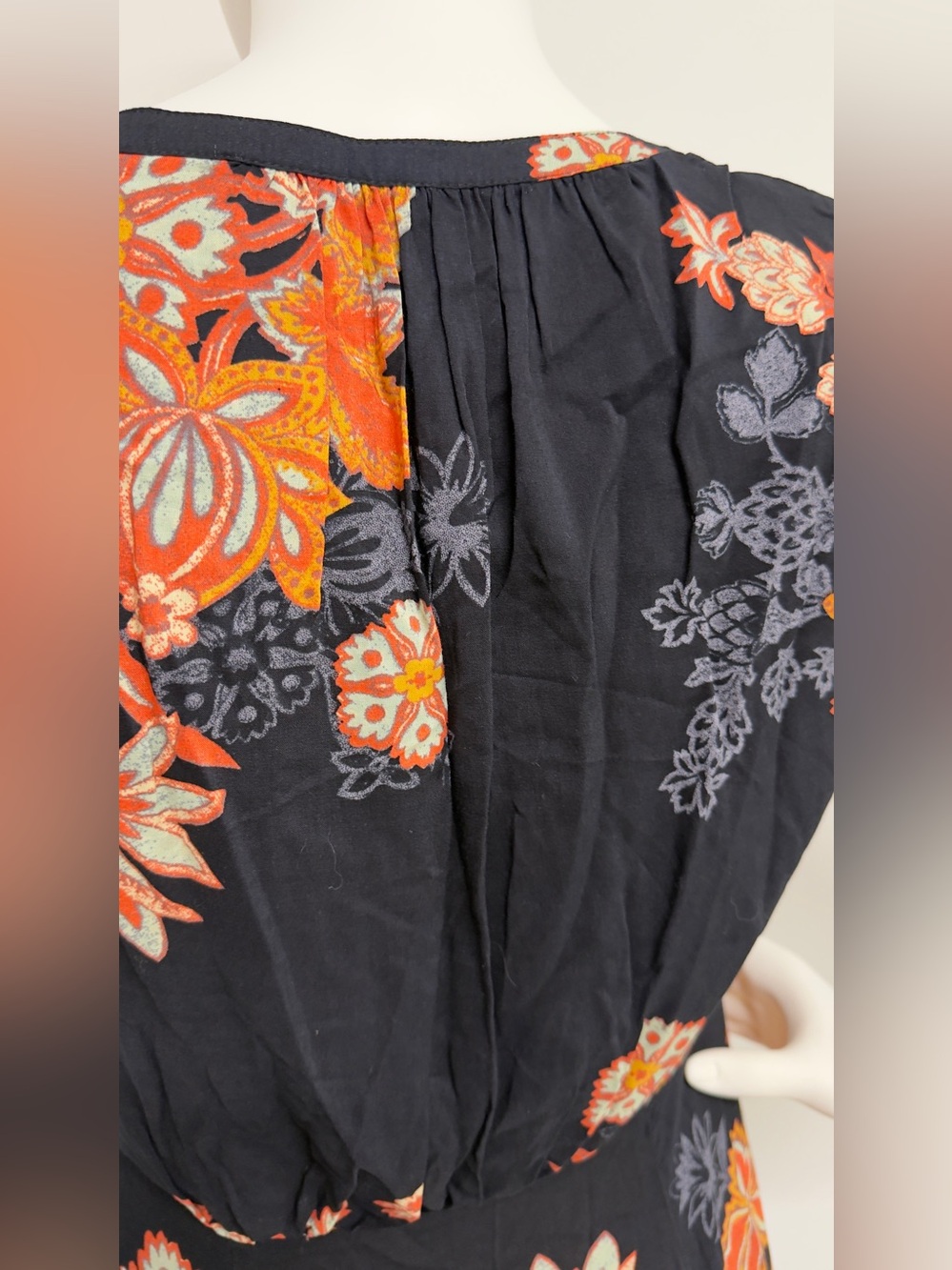 Free People Black Floral Boho Button Front Midi Dress Size 2 - Picture 12 of 16